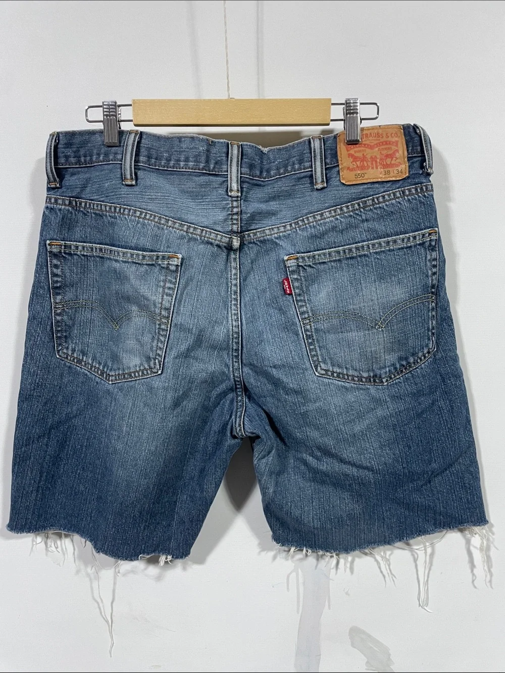 Levi's 550 Distressed Blue Denim Cutoff Shorts